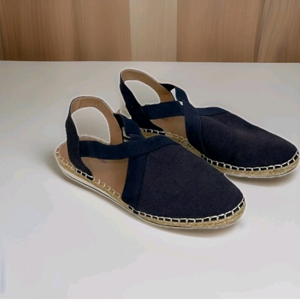 Lucky Brand Rifka Canvas Slingback Espadrille Closed Toe Flat Sandals Navy  7.5